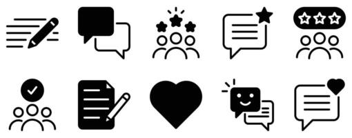 Feedback Icon Set Responsive Solid Style Collection for Reviews and Insights vector