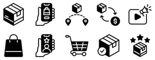 Extensive E Commerce Icon Set in Line Style vector