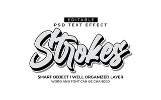 3d editable stroke text effect typography style template psd