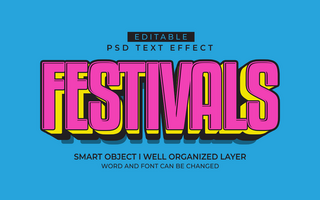 3d editable festivals text effect typography style template psd