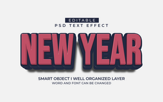 3d editable happy new year text effect style psd