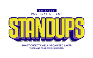 3d editable standup text effect typography style template psd