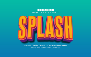 3d editable splash text effect typography style template psd
