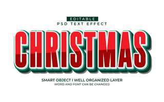 3d editable xmas text effect style template psd
