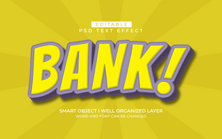 3d editable bank text effect typography style template psd