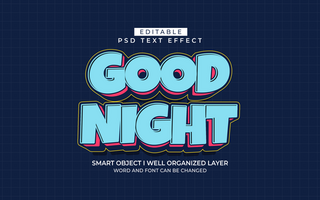 3d editable good nights text effect typography style template psd