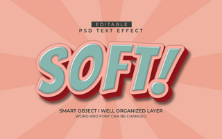 3d editable soft text effect typography style template psd