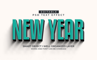 3d editable new year text effect typography style template psd