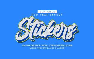 3d editable stickers text effect typography style template psd