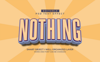 3d editable nothing text effect typography style template psd