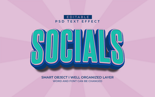 3d editable socials text effect typography style template psd