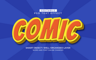 3d editable comics text effect typography style template psd