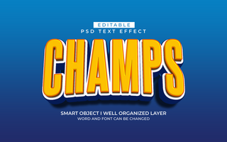 3d editable champs text effect typography style template psd