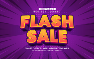 3d editable flash sale text effect typography style template psd
