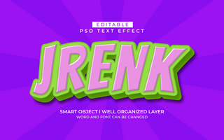 3d editable jrenk text effect typography style template psd