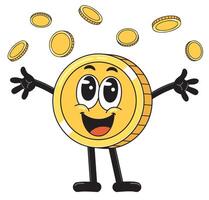 Cartoon Character Coin Happiness with Stacked vector