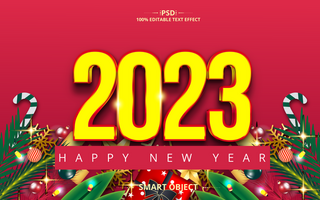 2023 happy new year gold Editable Text Effect Design psd