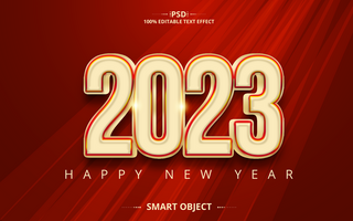 happy new year gold Editable Text Effect Design 3D effect psd
