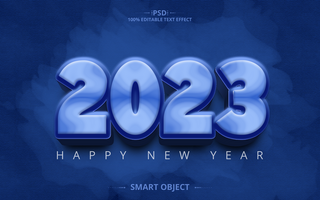new year blue Editable Text Effect Design psd