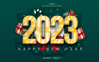 text effect 2023 3D design with elements psd