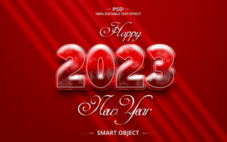Red 2023 new year best 3D Editable Text Effect Design psd