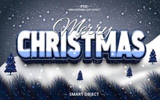 Editable text effect merry christmas 3d and new year font style design psd