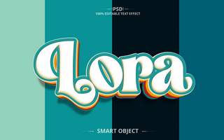 Lora Retro text effect design with sahpes psd
