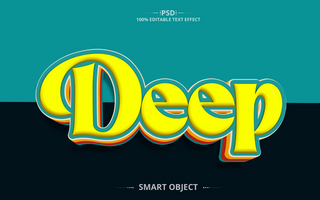 Deep 3D text effect design psd