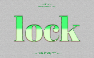 Lock 3D Editable Text Effect Design psd