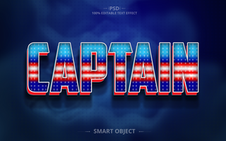 Captain 3D Editable Text Effect Design psd