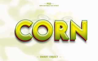 Corn 3D Editable Text Effect Design psd
