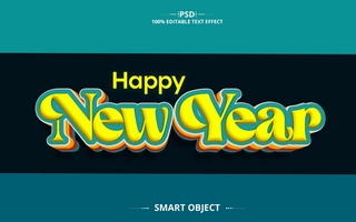 happy new year Colorful Editable Text Effect Design psd
