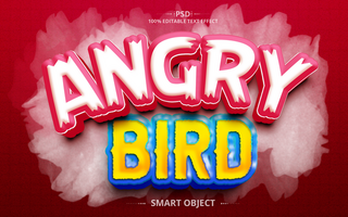 Angry Bird 3D Editable Text Effect Design psd