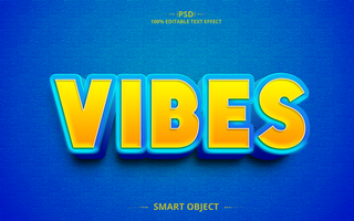 Vibes creative text effect design psd