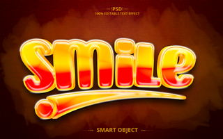 Smile 3D text effect design psd
