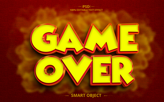 Game Over creative 3D text effect design psd