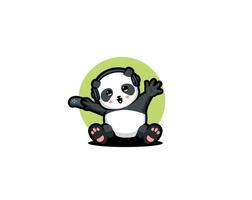 Panda game and happy illustration vector