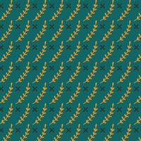 Seamless pattern with autumn leaves on green background. vector