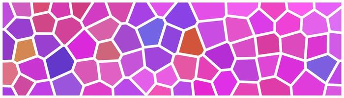 A vibrant mosaic of irregular polygons in shades of pink, purple, and red, separated by white outlines, creating a colorful and dynamic abstract pattern. vector