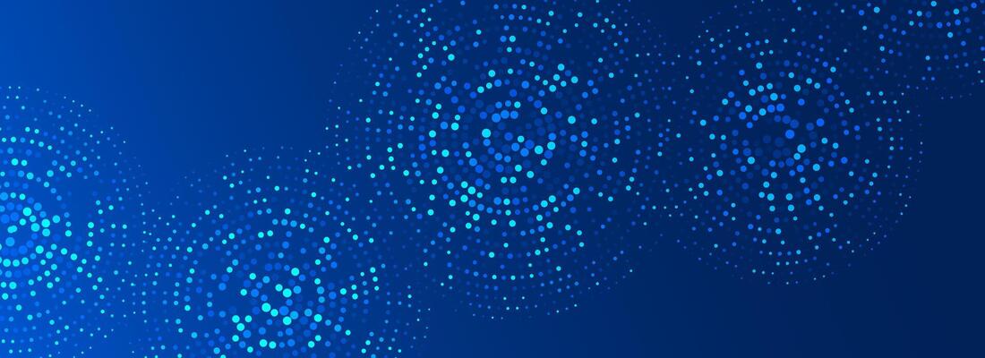 Digital technology pattern background. Glowing purple dotted circle wallpaper. Abstract dot round grid backdrop for business, science, healthcare, medicine, finance design. texture