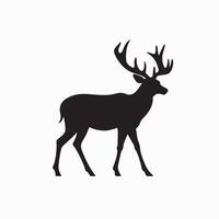 Running Deer Silhouette in Mountain Setting vector