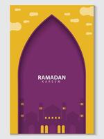 ramadan kareem greeting card background with mosque vector