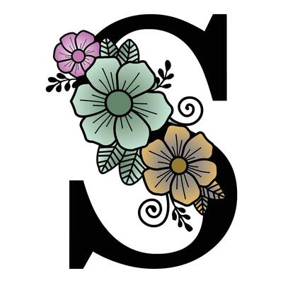 Luxurious floral alphabet S eps format illustration.