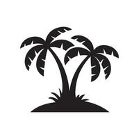 Simple black and white silhouette of two palm trees on an island. vector