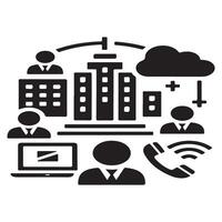 Global Business Network Icon, Representing Cloud Computing and Communication vector