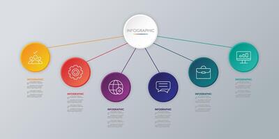 Mind mapping and flow chart template 6 option vector
