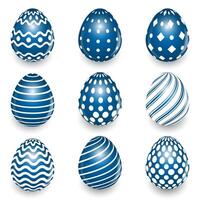 Blue Easter egg set and various patterns vector