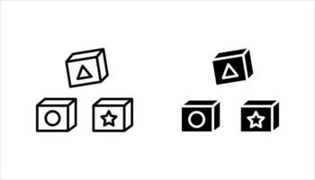 Building block line icon set, vector