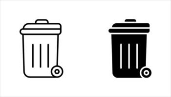 Trash can line icon set, vector