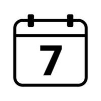 simple calendar symbol with the number seven vector